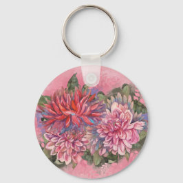 Dahlias Blume rosa Aquarellmuster Schlüsselanhänger