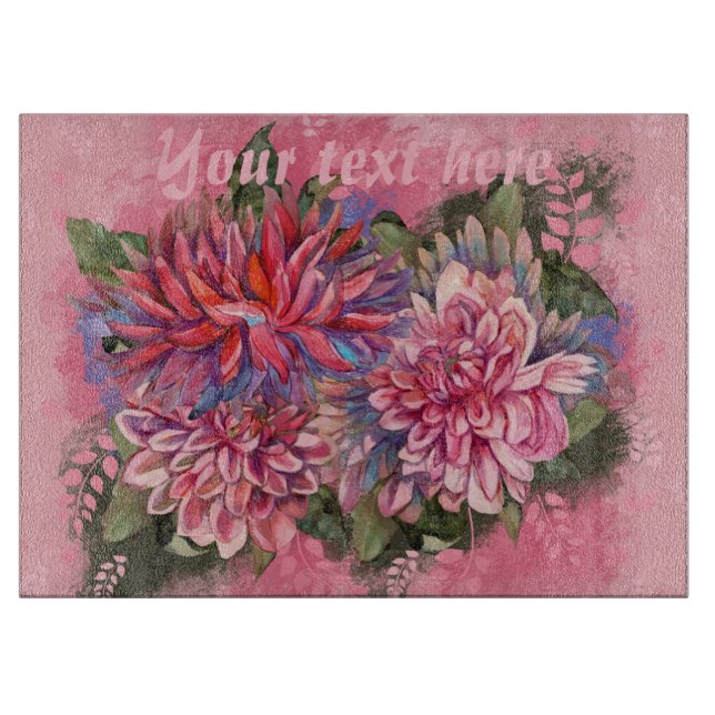 Dahlias Blume Rosa Wasserfarbe Schneidebrett (Vorderseite)