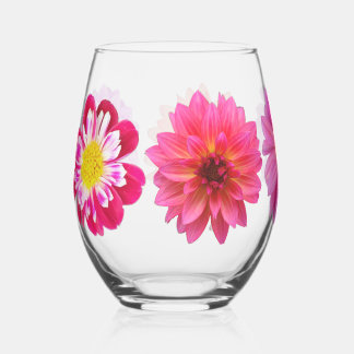 Dahlias Stemless Wine Glass Weinglas Ohne Stiel