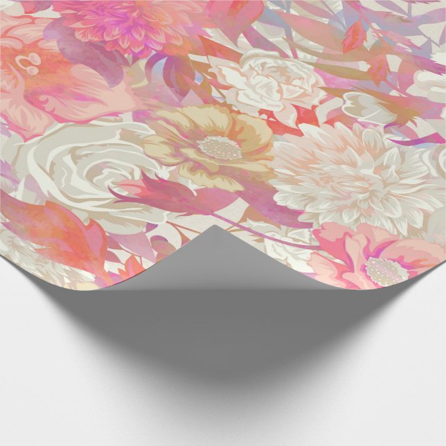 Dahlias- und Rose-Design Geschenkpapier (Ecke)