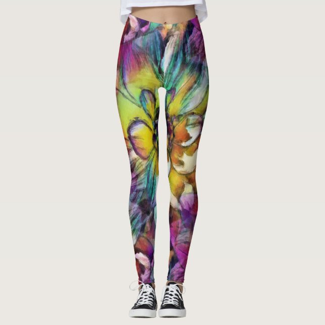 Dahlie-Aquarell-Leggings Leggings (Vorderseite)