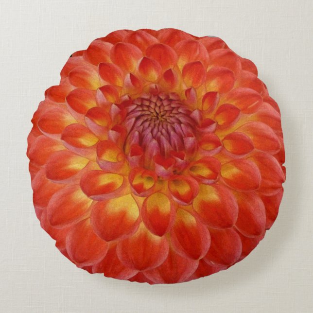 Dahlie Divinia Rundes Kissen (Vorderseite)