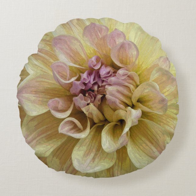Dahlie Donna Rundes Kissen (Vorderseite)