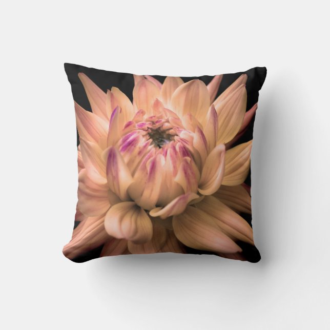 Dahlie-Korona-Blumen-individueller Name Kissen (Vorderseite)