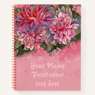 Dahlien-Blumen rosa Aquarell Notizbuch