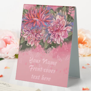 Dahlien-Blumen rosa Aquarell Tischaufsteller