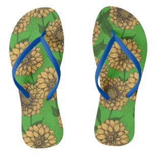 Dahlien in Gelb und Grün Flip Flops