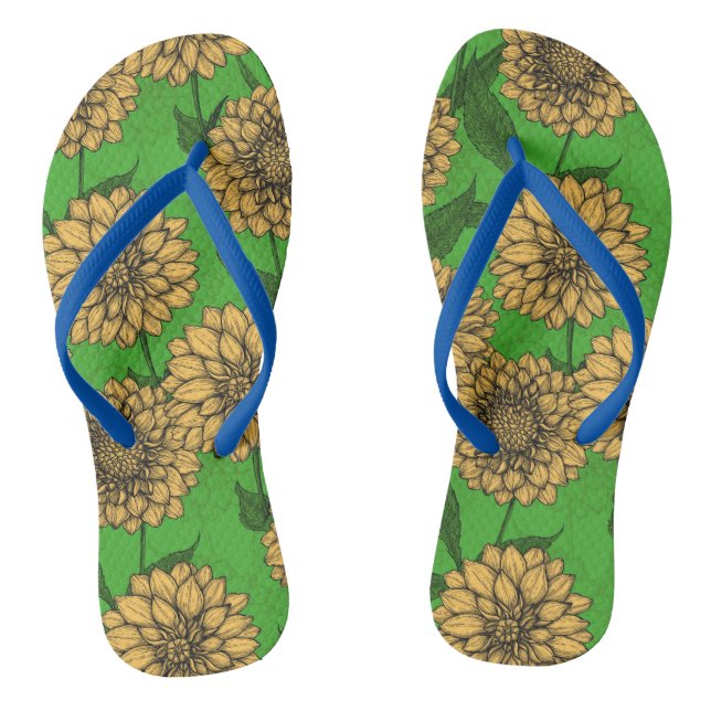Dahlien in Gelb und Grün Flip Flops (Fußbett)