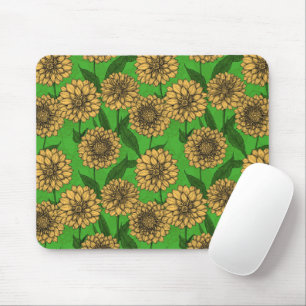 Dahlien in Gelb und Grün Mousepad