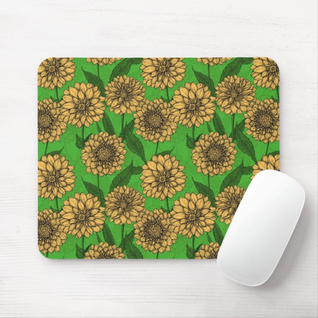 Dahlien in Gelb und Grün Mousepad (Mit Mouse)