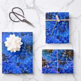 Dahlien in königsblau - Blumendesign Geschenkpapier Set