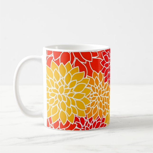 Dahlien in Orange und Rot Kaffeetasse (Links)