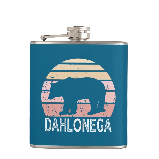 Dahlonega Georgia Retro Bear Flachmann (Vorderseite)