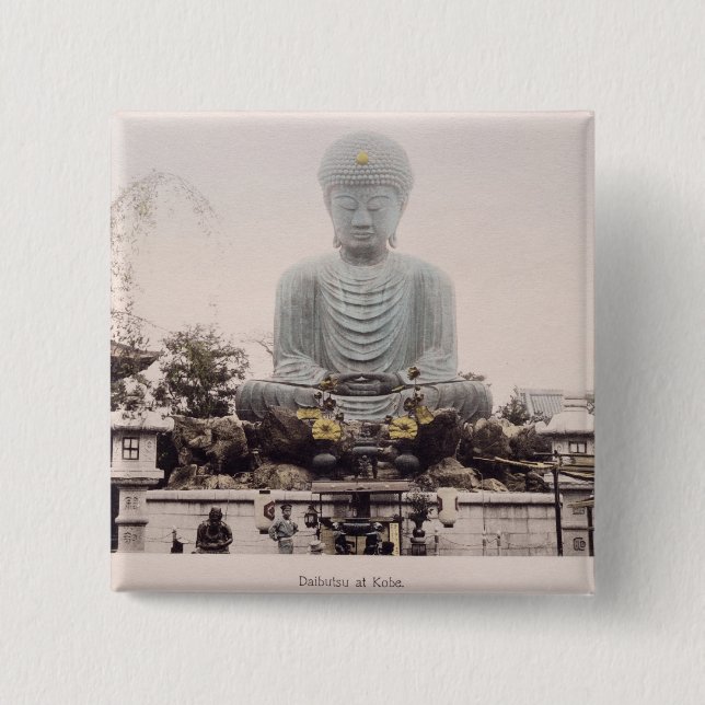 Daibutsu in Kobe, c.1880 (Hand farbiger Button (Vorderseite)