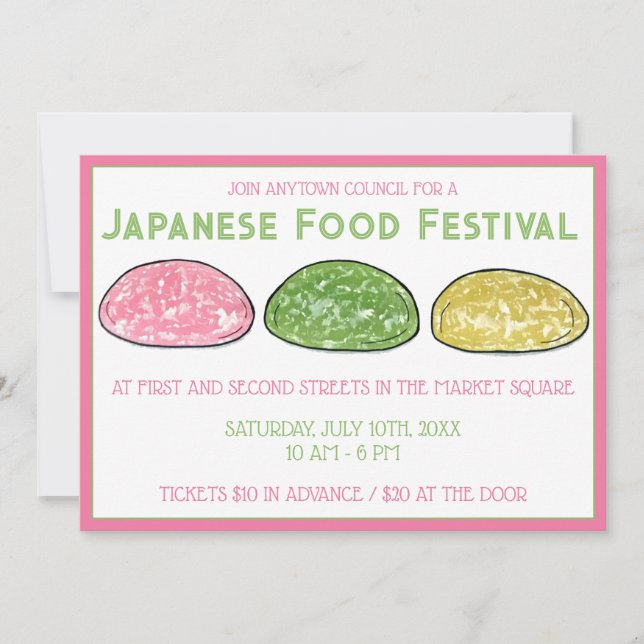 Daifuku Mochi Japan Restaurant Food Festival Einladung (Vorderseite)