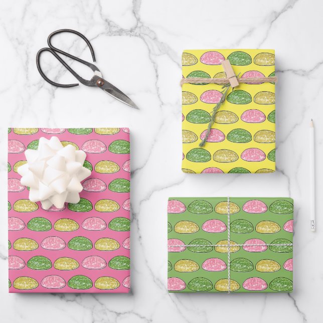 Daifuku Mochi Japanischer Neujahrskuchen Geschenkpapier Set (Vorderseite)