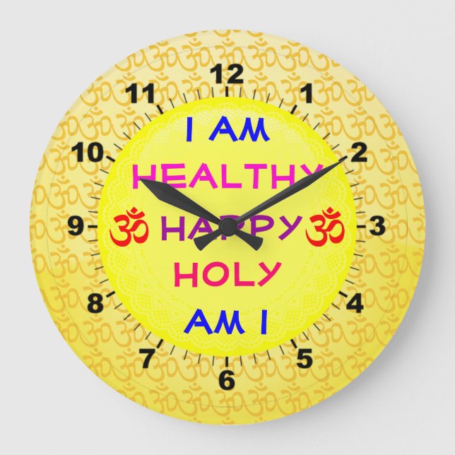 Daily Affirmation clock Große Wanduhr (Vorderseite)