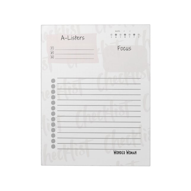 Daily Checklist – Customizable Tear-Off Notepad Notizblock (Rotiert)