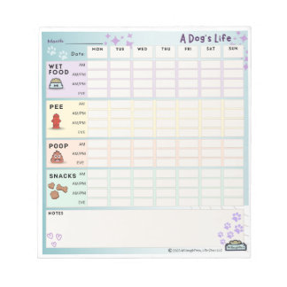 Daily Dog Tracker Notepad (Montag beginnt) Notizblock