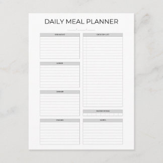 Daily Meal Planner | Simple Minimalistic Clean Begleitkarte