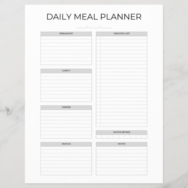 Daily Meal Planner | Simple Minimalistic Clean Flyer (Vorne)