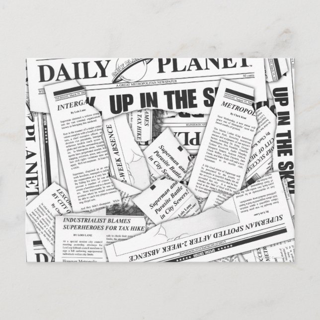 Daily Planet Muster - White Postkarte (Vorderseite)