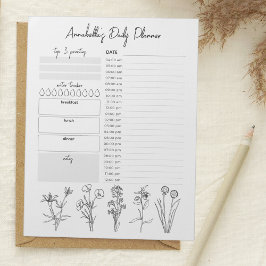 Daily Planner Hourly To Do List Black White Floral Notizblock