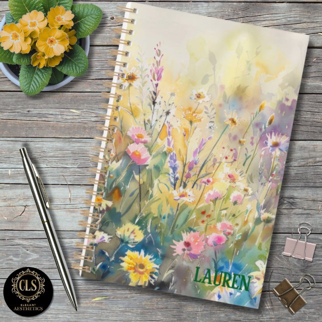 Daily Planner – Personalized Watercolor Wildflower (Daily Planner – Watercolor Wildflower Personalized Name)
