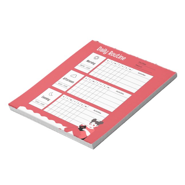 Daily Routine Chart Morning Afternoon Evening Notizblock (Rotiert)