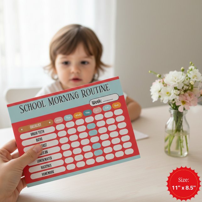 Daily Routine Checklist for Kids Morning & School  Notizblock (Daily Routine Checklist for Kids Morning & School Notepad)