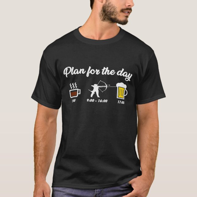 Daily Schedule Coffee Archer Beer Saying Daily Rou T-Shirt (Vorderseite)