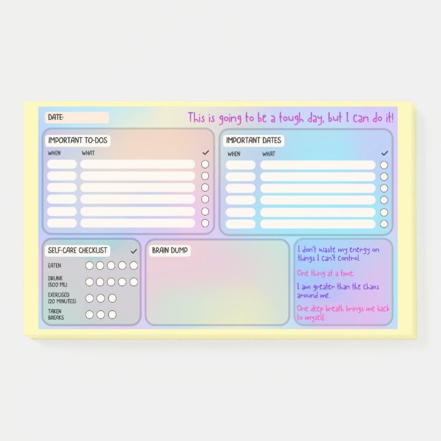 Daily Schedule for Focus & Self-Care Post-Its Post-it Klebezettel (Vorderseite)