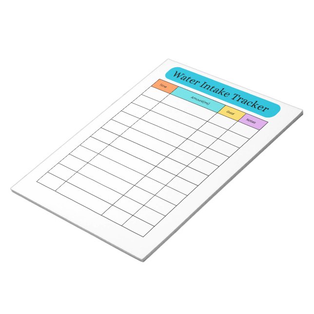 Daily Water Intake Tracker Minimal Notepad Notizblock (angewinkelt)