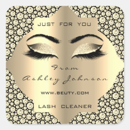 Daimond Sepia Glitzer Gold Lash Cleaner Makeup Quadratischer Aufkleber