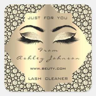 Daimond Sepia Glitzer Gold Lash Cleaner Makeup Quadratischer Aufkleber