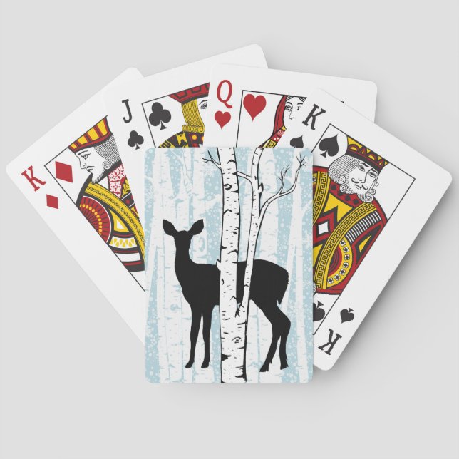 Daine un cerf commun dans des cartes de jeu de (dos)