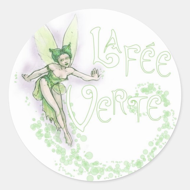 Dainty Absinthe La Fee Verte III Runder Aufkleber (Vorderseite)