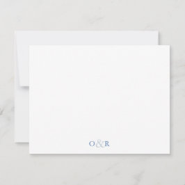 Dainty Blue Floral Monogram Stationer Mitteilungskarte