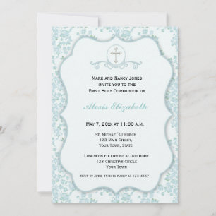 Dainty Blue Floral Religious Einladung
