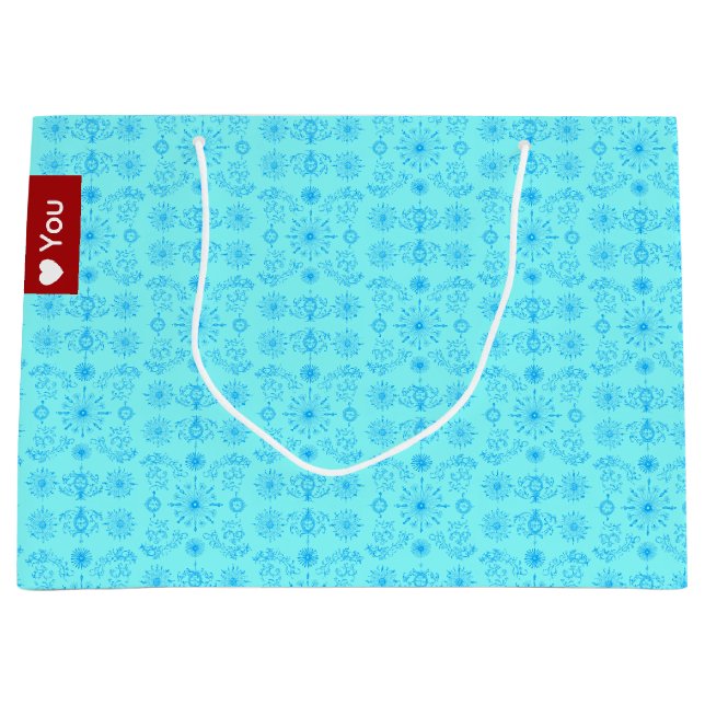 Dainty Blue on Teal Große Geschenktüte (Vorderseite)