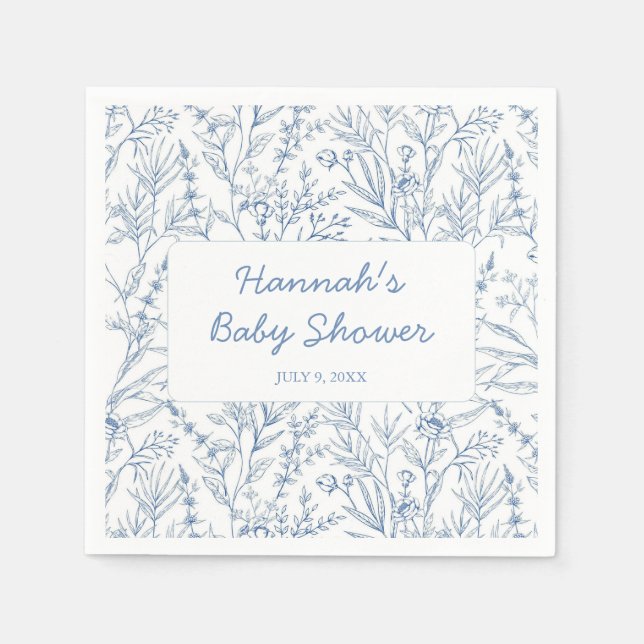 Dainty Blue Personalisiert Baby Dusche Napkins Serviette (Vorderseite)