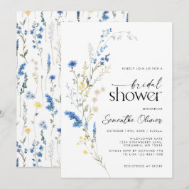 Dainty Blue Wild Blume Simple Navy Brautparty Einladung