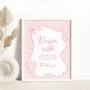 Dainty Bow gewellt rosa Wineller Tombola Poster
