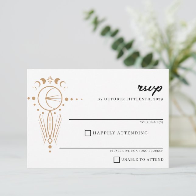 Dainty Celestial Wedding RSVP Karte (Stehend Vorderseite)