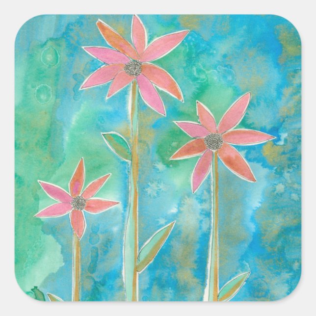 Dainty Daisies III Quadratischer Aufkleber (Vorderseite)