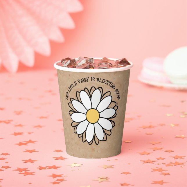 Dainty Daisy Minimalistisch Craft Babydusche Pappbecher (Insitu)