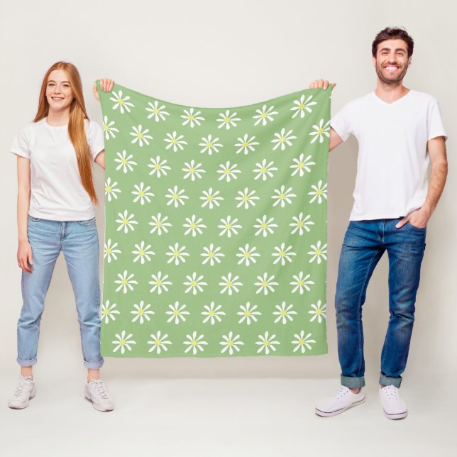 Dainty Daisy Throw Blanket (Sage Green & White) Fleecedecke (Beispiel)