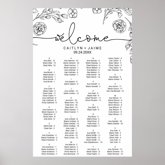 Dainty Elegance Alphabetisches Seekarte Poster (Vorne)
