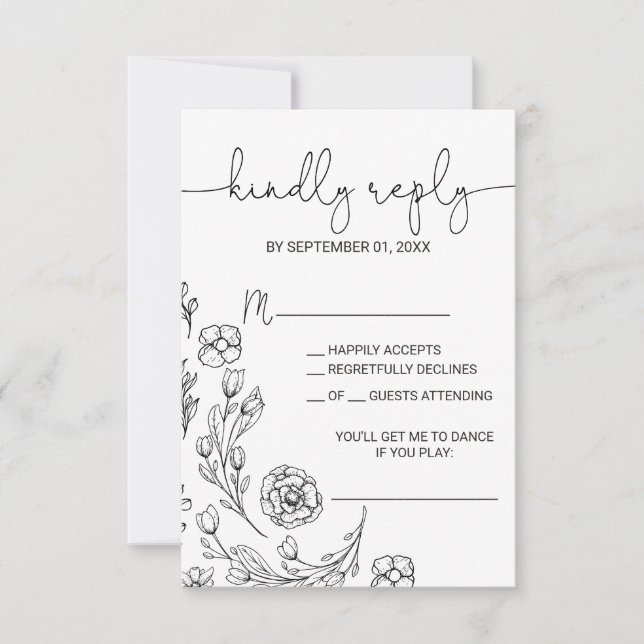Dainty Elegance Song Request RSVP Card Karte (Vorderseite)