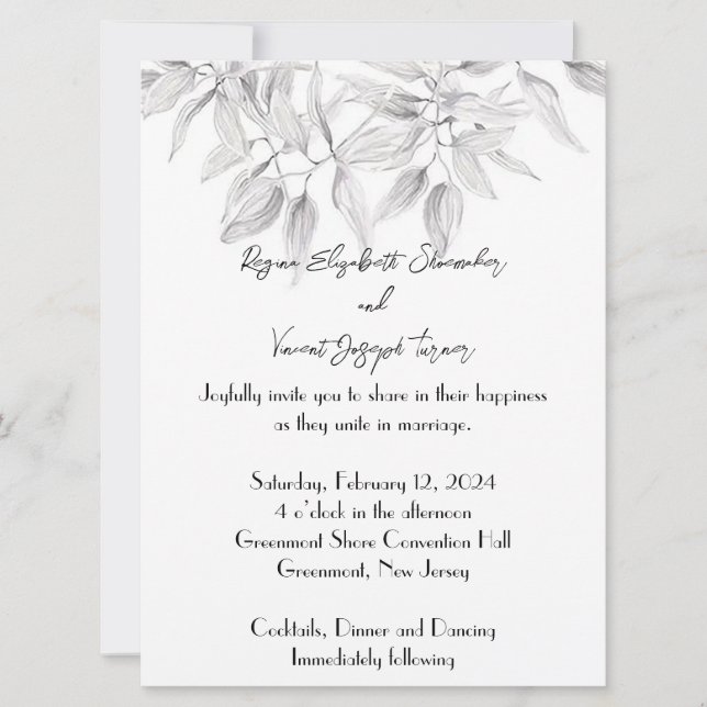 Dainty et élégante invitation de mariage (Devant)